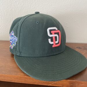 Vtg New Era‎ San Diego Padres 1998 World Series Cap Sz 7 1/8 Green Neon Pink Hat